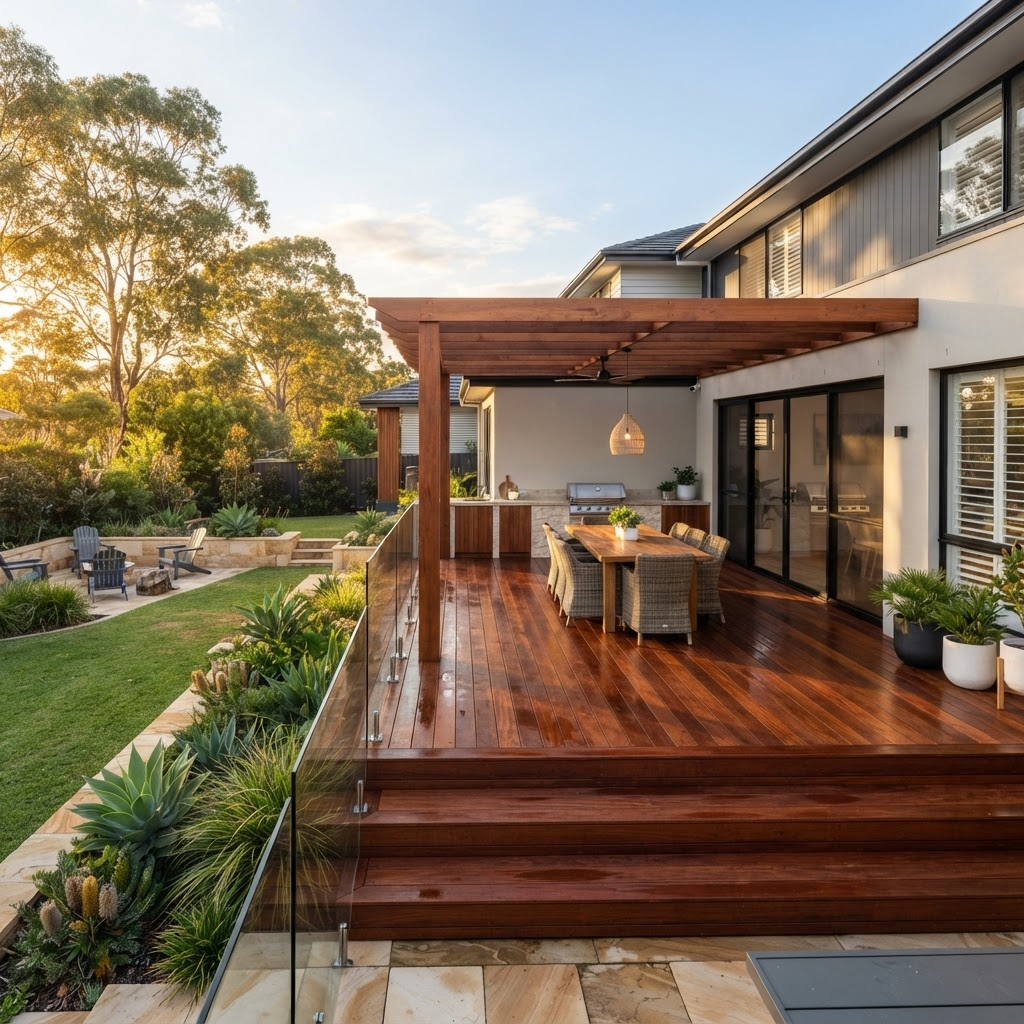 Merbau hardwood deck and alfresco area