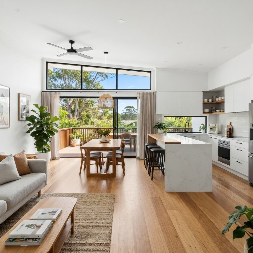 Renovated open-plan Australian home interior